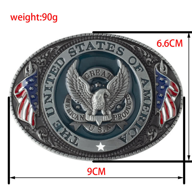 Men's Eagle Spread Wings Patriotic Buckle Leather Belt