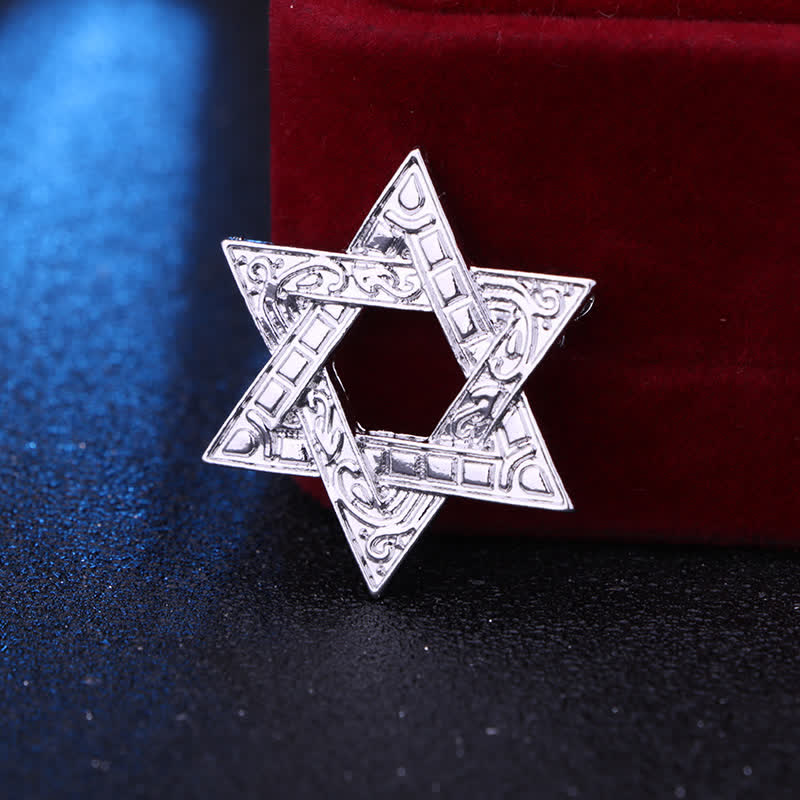 Men's Carving Star Of David Brooch