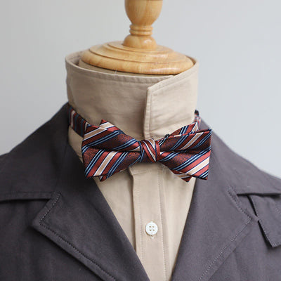 Men's Versatile Coffee Striped Bow Tie