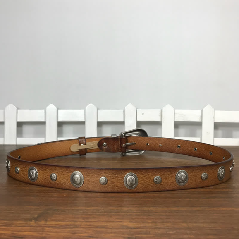 Personality Decorative Round Rivet Studded Leather Belt