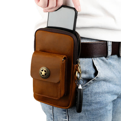 Travel Cell Phone Cigarette Case Leather Belt Bag