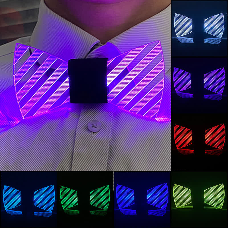 7 Colors Striped Luminous Party Acrylic Bow Tie