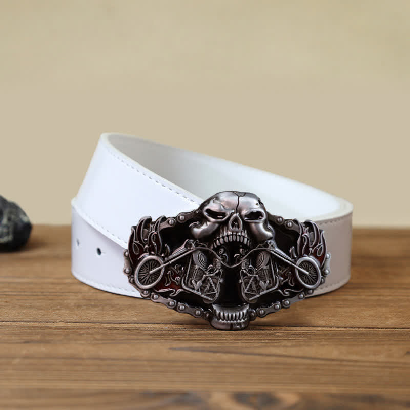 Men's DIY Skull Motorcycle Ghost Head Buckle Leather Belt