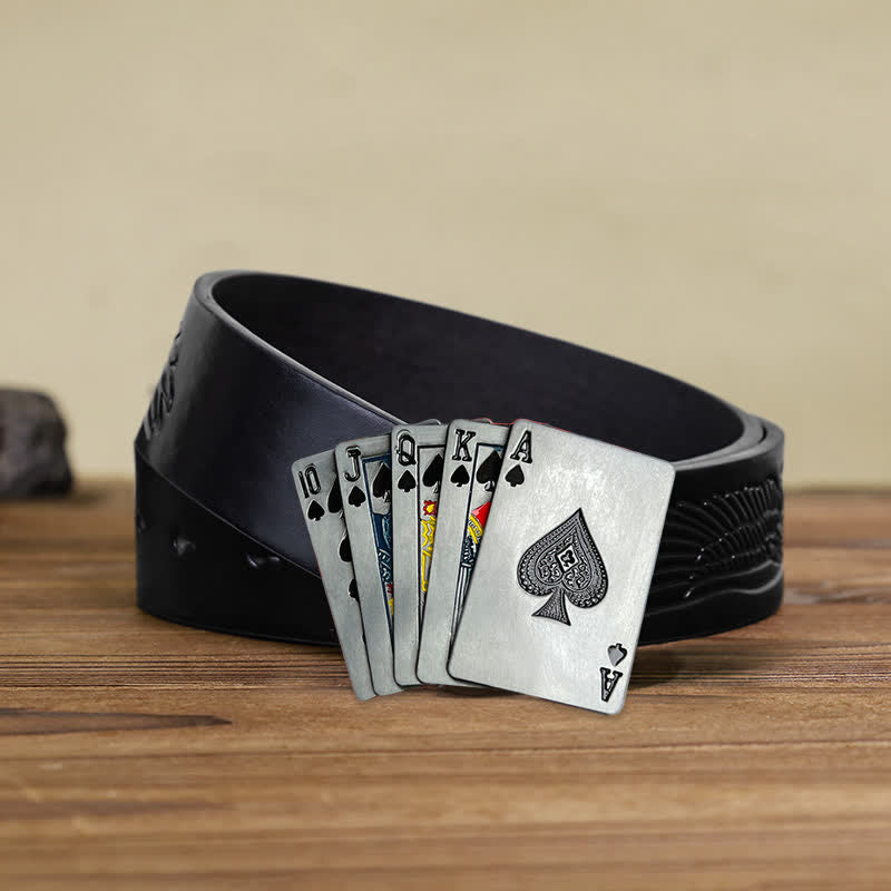 Men's DIY Casino Game Poker Buckle Leather Belt