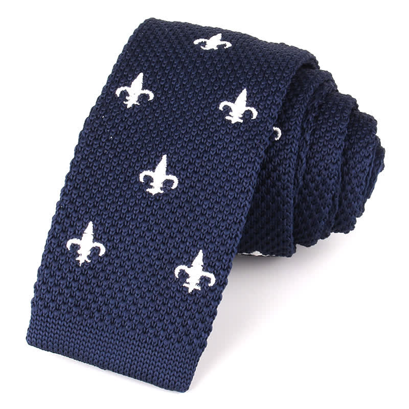 Men's Repeating Motifs Skinny Knitted Necktie