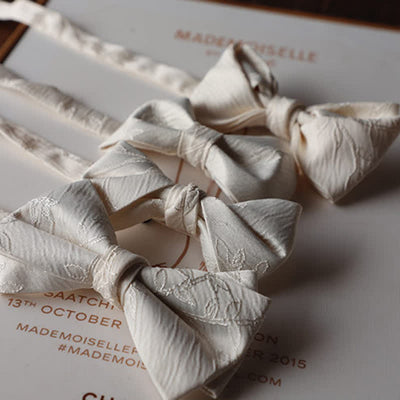 Men's Elegant Ivory White Solid Color Bow Tie