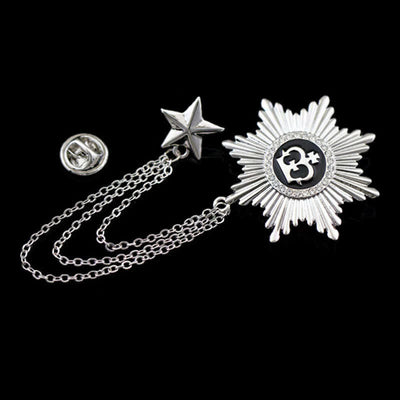 Men's Octagon Star Crown Chain Brooch