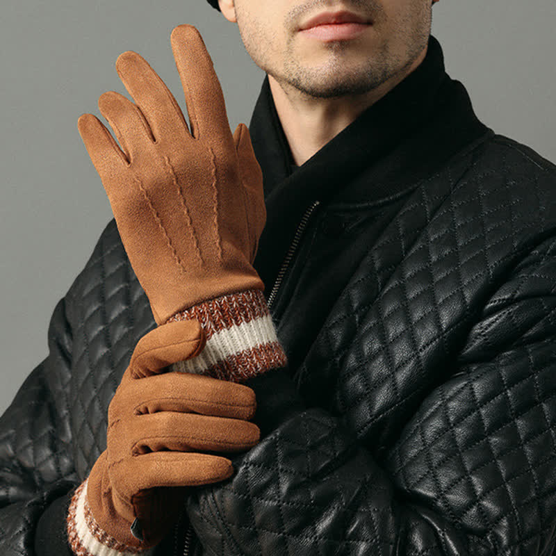 Unisex Suede Fleece Non-slip Flip Split Finger Gloves