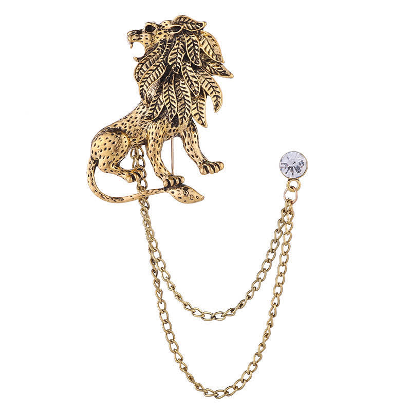 Men's Domineering Lion Chain Brooch