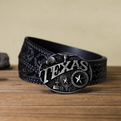 Men's DIY Texas State Heritage Attitude Buckle Leather Belt