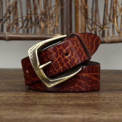 Men's Retro Yak Skin Pattern Leather Belt