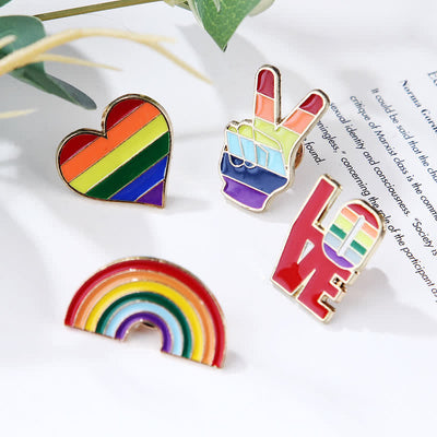 4Pcs Love Is Love Rainbow Flag Pride Brooch