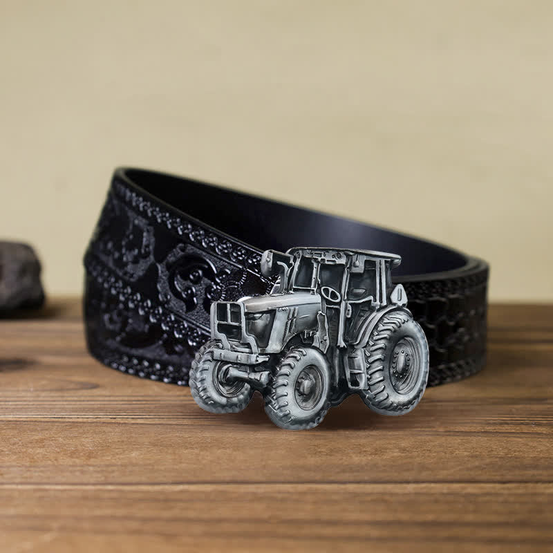Men's DIY Country Tractor Buckle Leather Belt