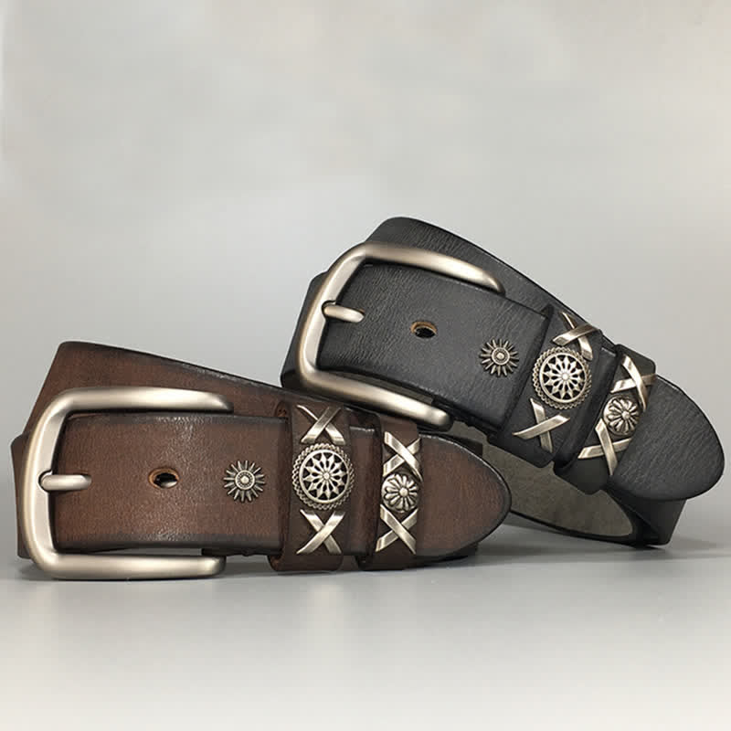 Men's Unique Rivet Studded Handmade Leather Belt