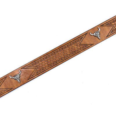 Men's Engraved Mad Bull Leather Belt