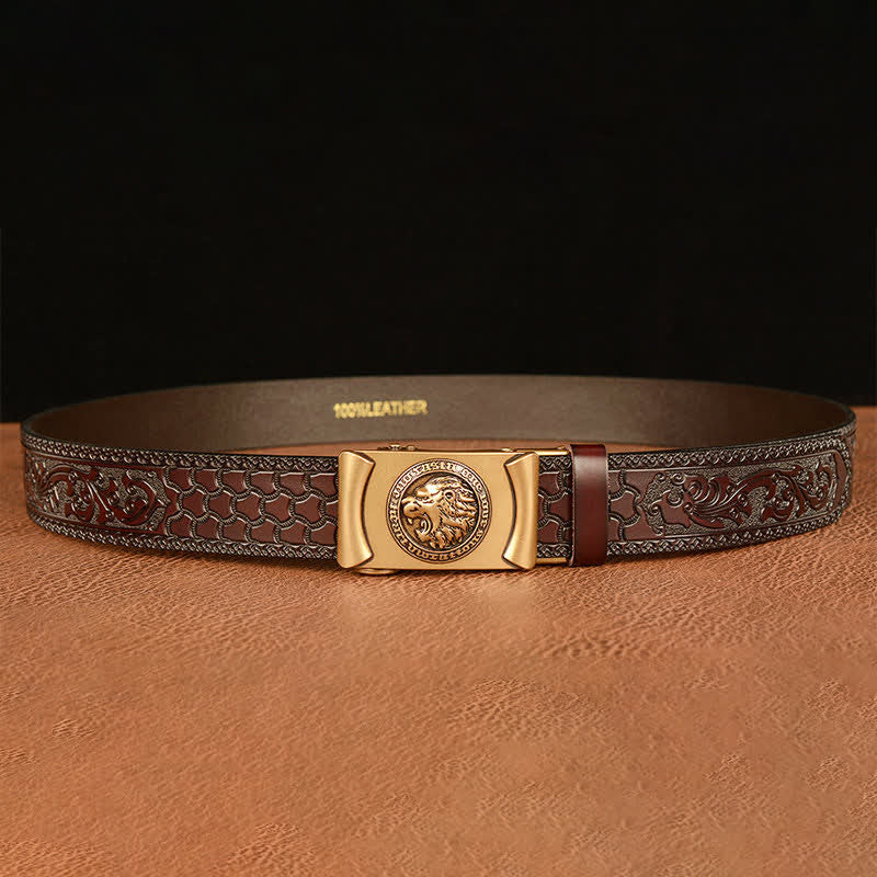 Men's Punk Lion Head Leather Belt