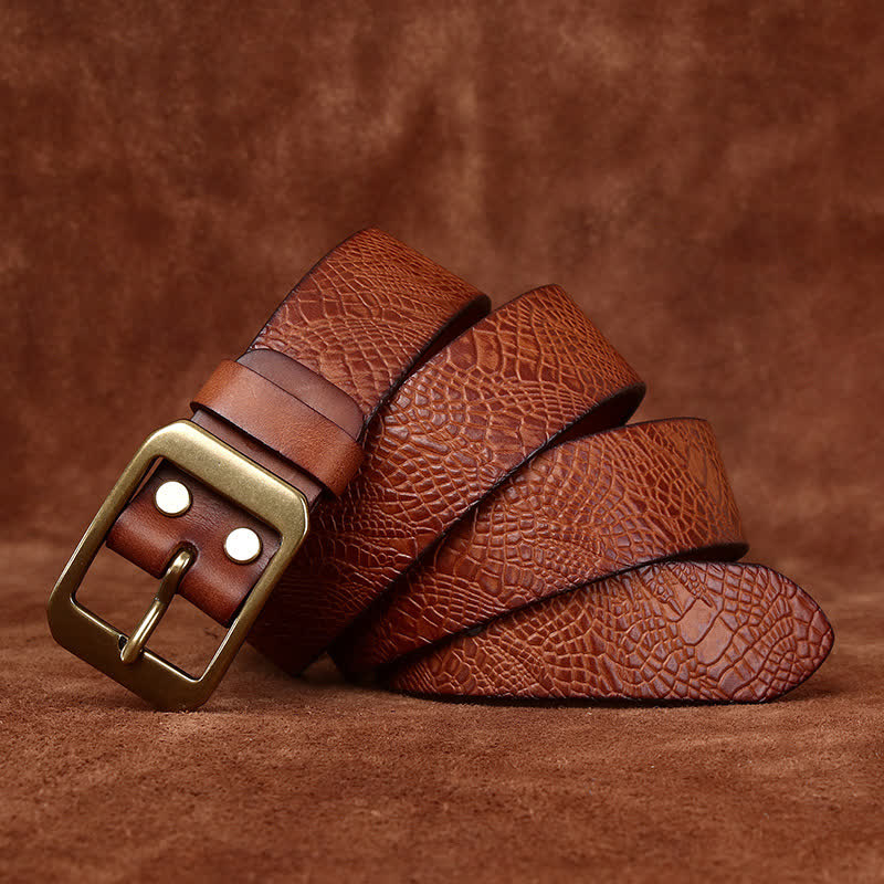 Men's Crocodile Print Full Grain Leather Belt