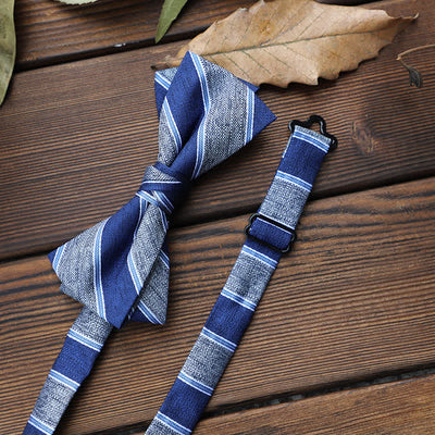 Men's British Striped Floral Bow Tie