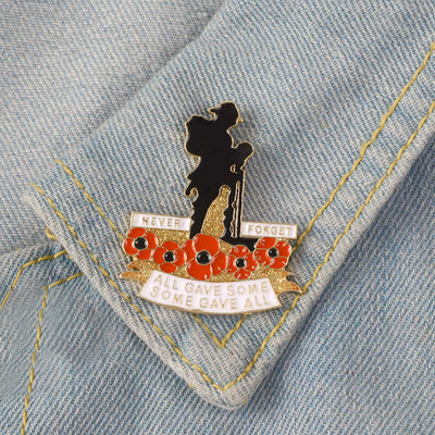 Unisex Memorial British Soldier Poppy Brooch