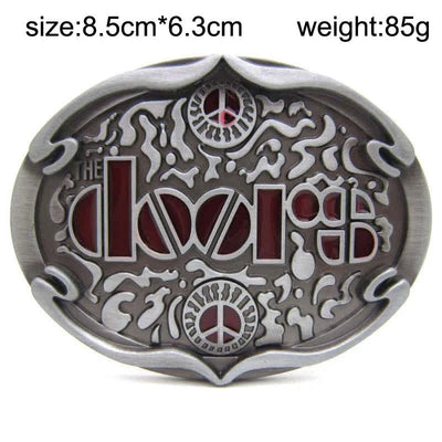 Men's DIY Rock Band The Doors Buckle Leather Belt