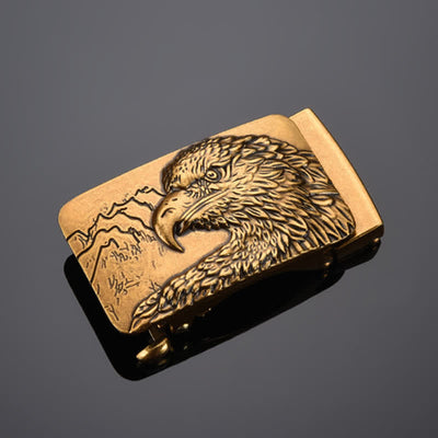 Men's DIY Carved Eagle Head Automatic Buckle Leather Belt