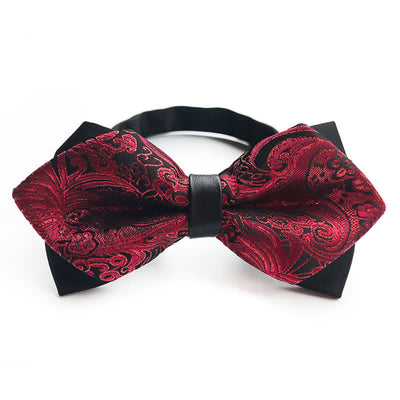 Men's Paisley Double-layer Pointed Bow Tie