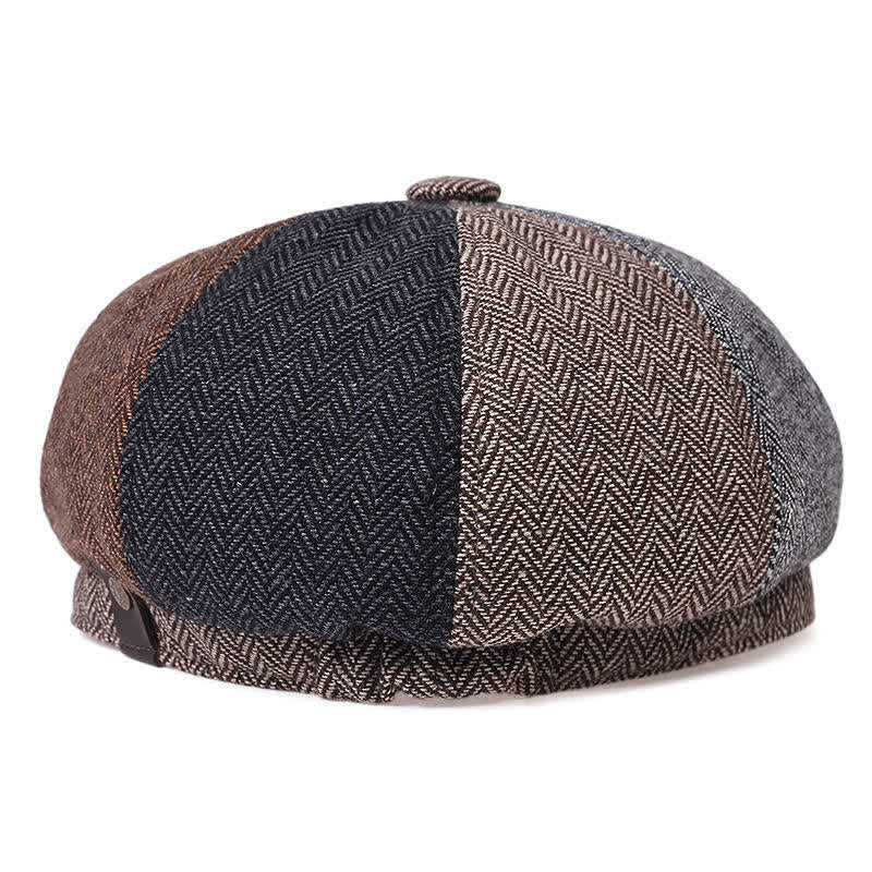Retro Herringbone Octagonal Beret Hat