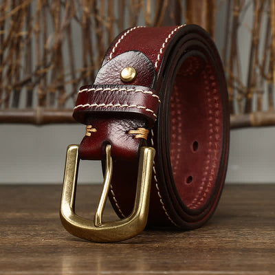 Men's Luxury Stitched Cowhide Leather Belt