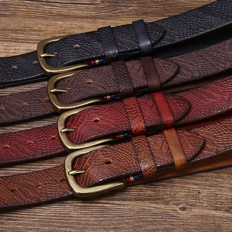 Men's Serpentine Snakeskin Grain Leather Belt