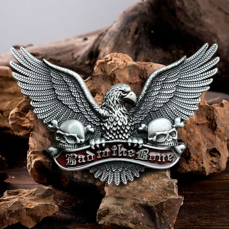 Men's DIY Bad To The Bone Eagle Skull Buckle Leather Belt