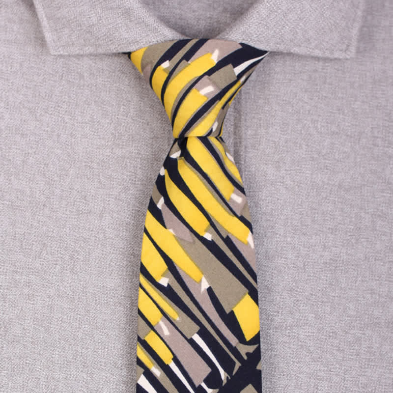 Men's Black & Yellow Crowds Necktie