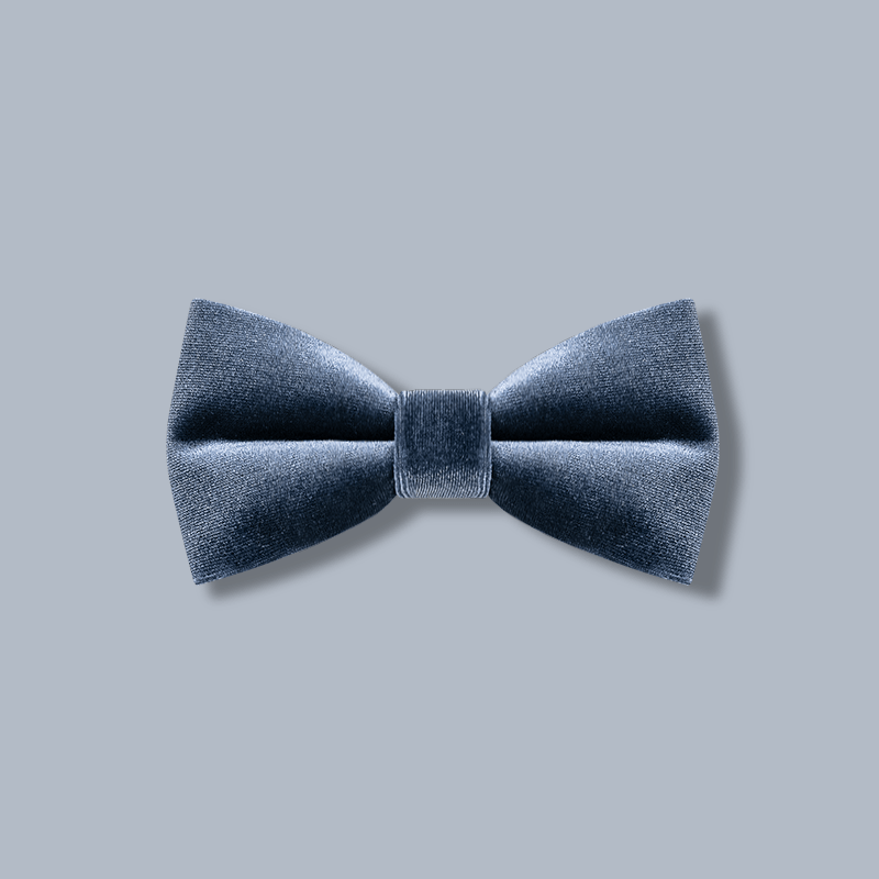 Men's Misty Gray Solid Color Velvet Bow Tie