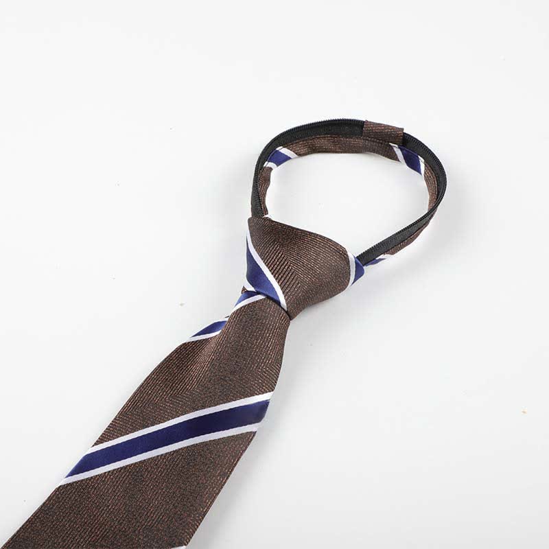 Men's Occupational Zipper Tie Striped Necktie