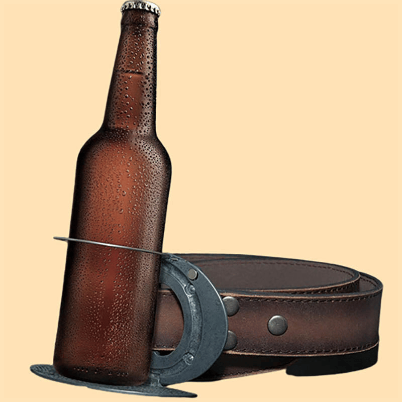 Men's DIY Raging Bull Creative Beer Holder Buckle Leather Belt