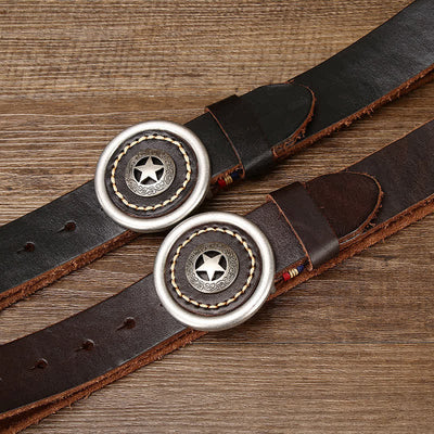Men's Vintage Pentacle Thicken Leather Belt