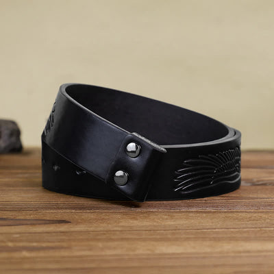 Men's DIY Three Crosses Attitude Buckle Leather Belt