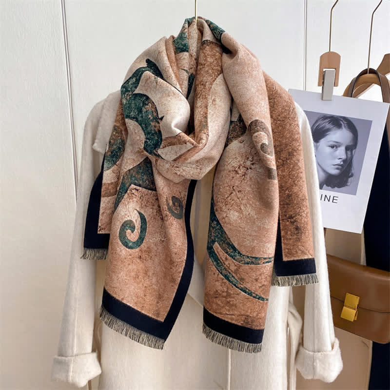 Women's Magnificent Scene Oil Painting Thickened Scarf