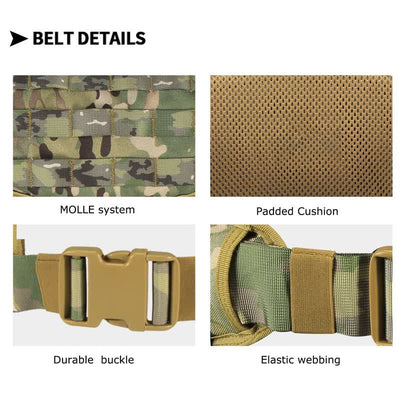 Men's 5Pcs Utility Molle Tactical Padded Belt