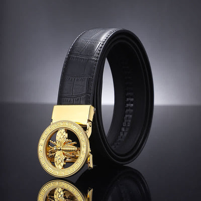 Men's Bee Round Automatic Buckle Business Leather Belt