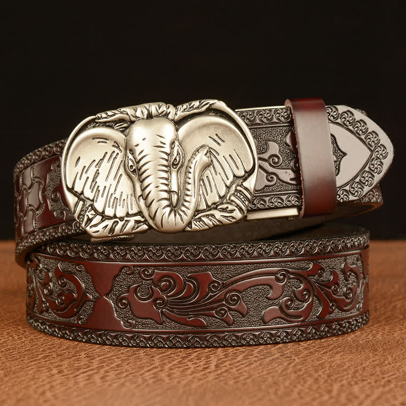 Men's Big-Eared Elephant Leather Belt