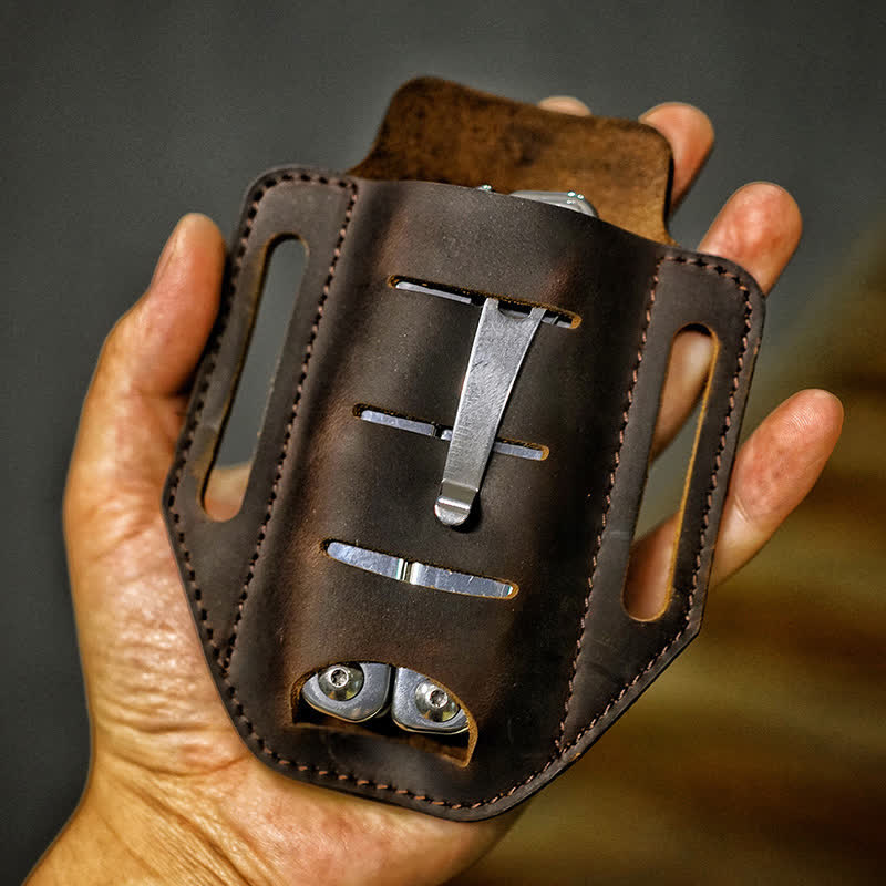 Multi-tool Flashlight Sheath Leather Belt Bag