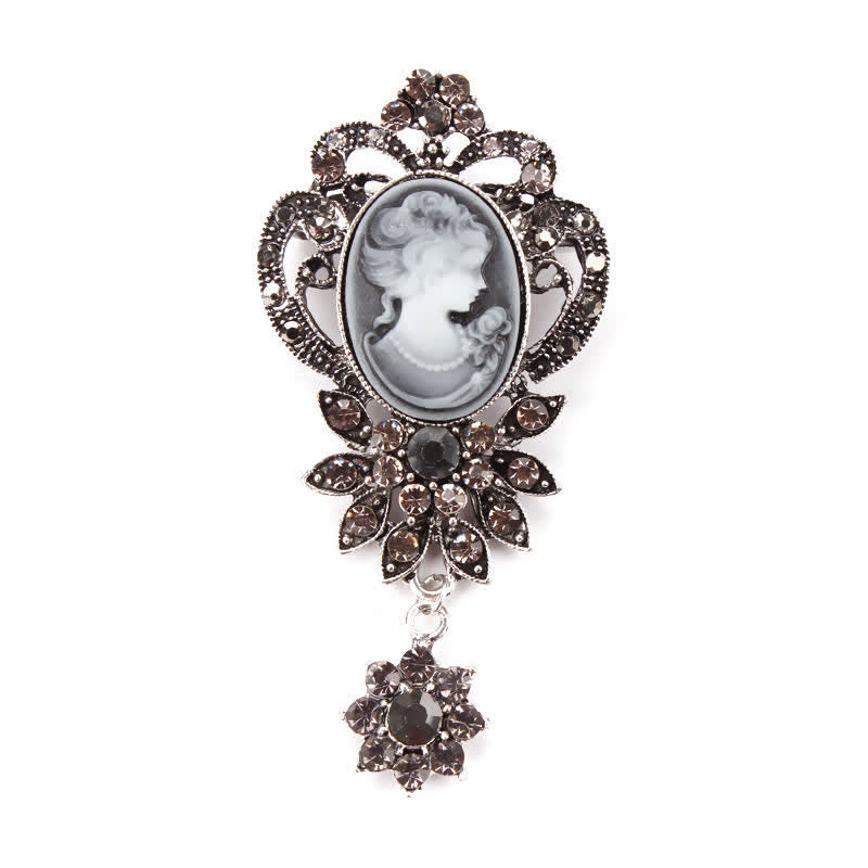 Women's Antique Cameo Lady Flower Brooch