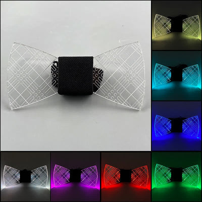 7 Colors Plaid Gentleman Luminous Acrylic Bow Tie