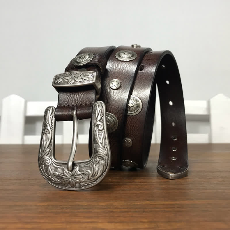 Personality Decorative Round Rivet Studded Leather Belt