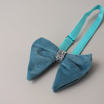 Men's Velvet Rhinestone Oversized Pointed Bow Tie