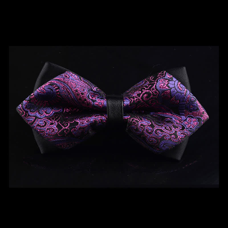 Men's Royal Purple Paisley Pointy Bow Tie