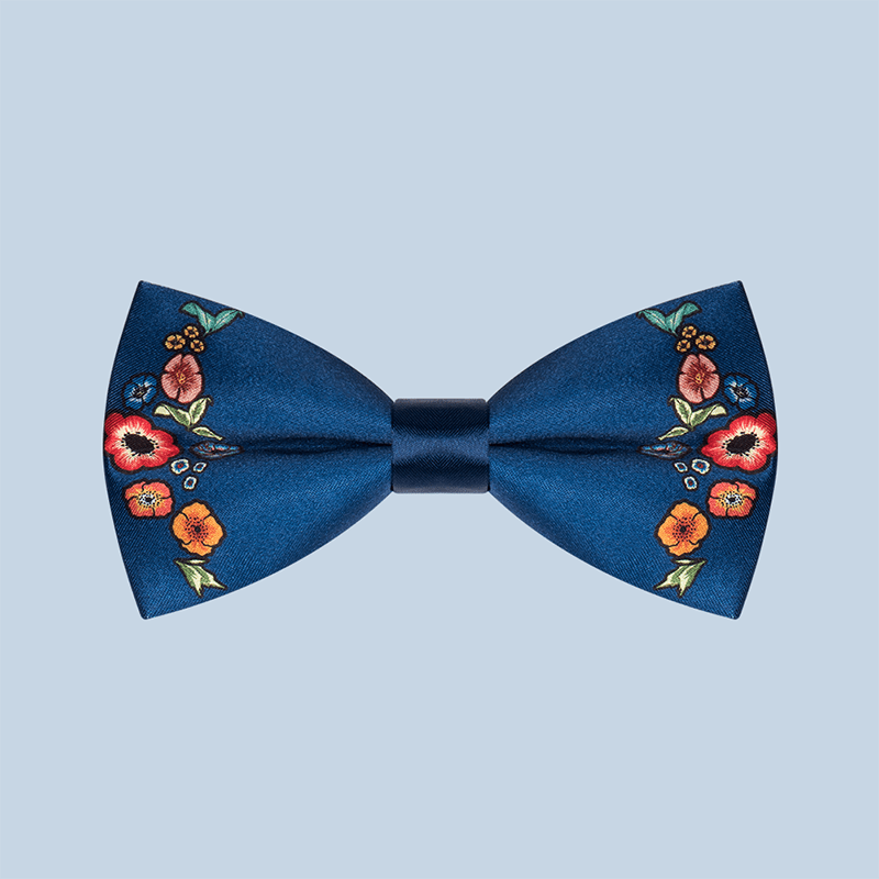 Men's Navy Baroque Flower Bow Tie