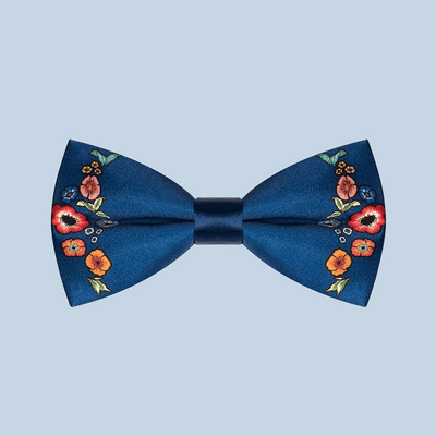 Men's Navy Baroque Flower Bow Tie