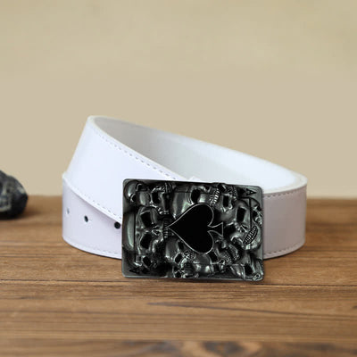 Men's DIY Skull Ace of Spades Buckle Leather Belt