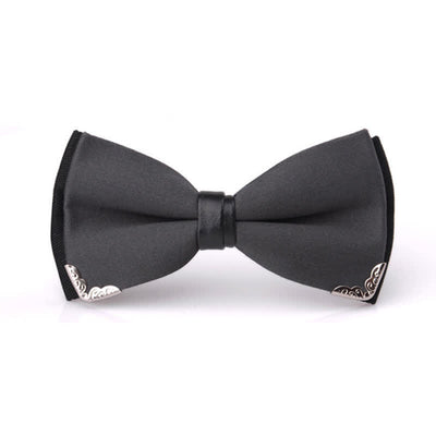 Men's Classy Metal Trim Gold Bow Tie